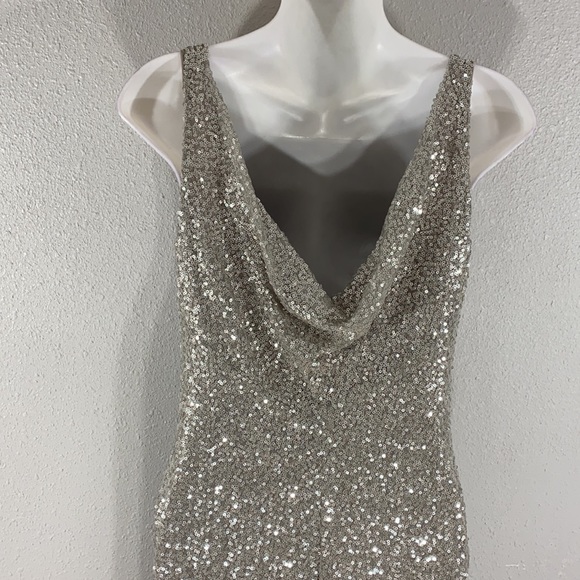 Ralph Lauren silver sequin full length gown KX - Picture 8 of 9